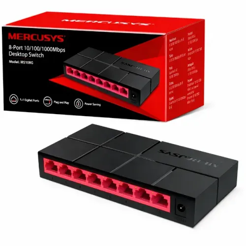 Switch Mercusys MS108G 8 Portas Gigabit 10/100/1000Mbps Ethernet Alta Velocidade pode reti