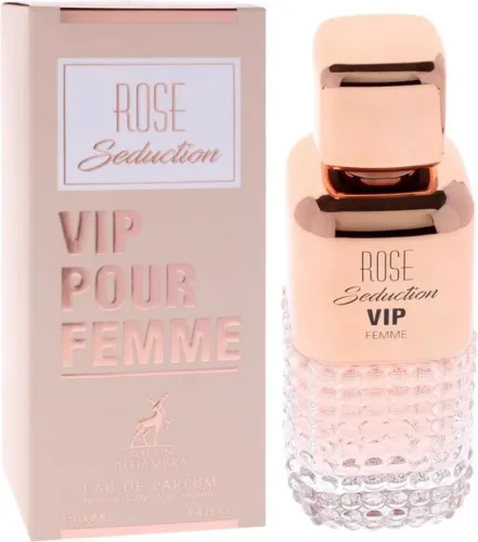 Perfume Maison Alhambra Rose Seduction Vip Femme Eau de Parfum 100ml Feminino Importado Or