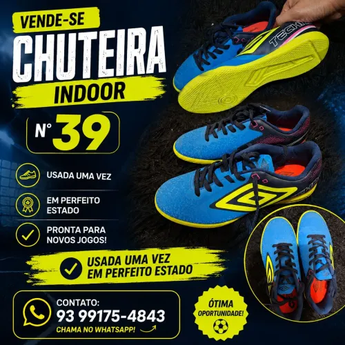 Chuteira Umbro Techno Indoor Nº 39 - Usada Apenas Uma Vez