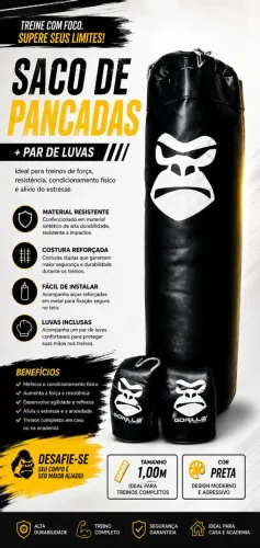Saco de pancada + peso original de fábrica + luvas