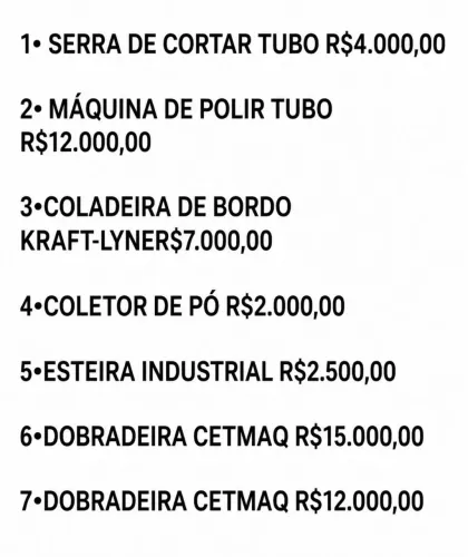 Maquinario pra fábrica
