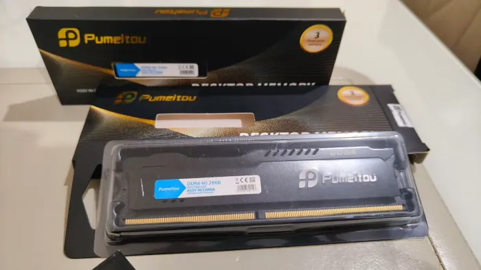 Memoria RAM 2x 4GB mais processador Athlon 200GE