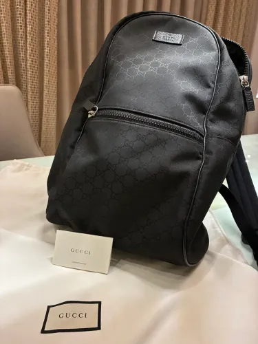 Mochila Gucci Nylon Monogram Slim Preto