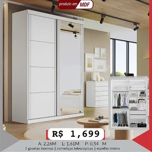 Guarda Roupa Angra 100% MDF