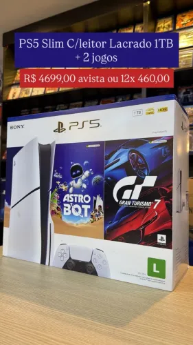 PlayStation 5 Slim 1TB com Leitor - NOVO e LACRADO + 2 Jogos Incríveis!