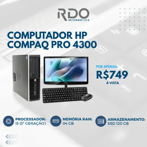 Computador HP 4300 Completo I5 3A 04GB SSD 120GB