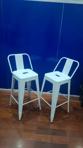 Kit 2 Banquetes com encosto Industrial branca reforçada