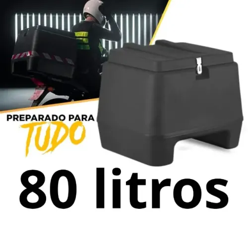 KIT BAÚ 80L + SUPORTE CHAPAM 9532 REFORÇADO 30KG - YAMAHA FACTOR / FAZER 150