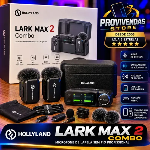 Microfone de Lapela Hollyland Lark Max 2 Combo Sem Fio Profissional Áudio de alta qualidad