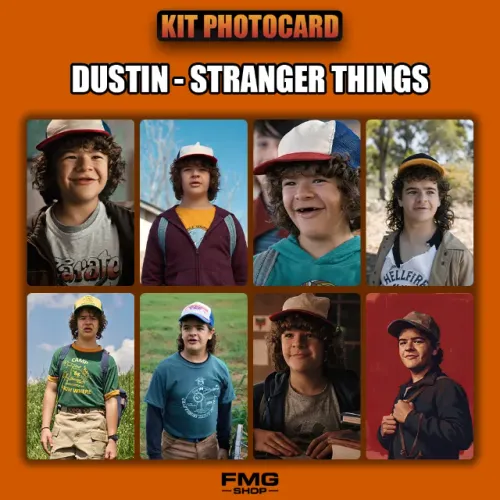 PHOTOCARDS DUSTIN HENDERSON STRANGER THINGS 8 UNIDADES + BRINDE