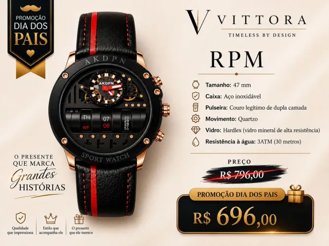 Relógio Masculino - 12 meses de garantia e personalização a laser grátis.