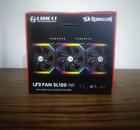 3 FANS LIAN LI REDRAGON SL120 PRETA " SEM CONTROLADORA " ( NOVAS NUNCA USADAS )