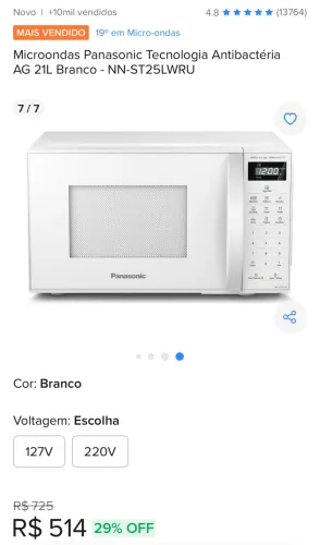 Microondas Panasonic Branco 110v