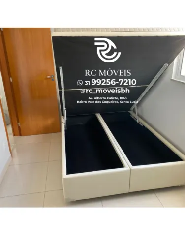 Cama Box Baú Casal Bipartido Blindado 1,38x1,88 - Nova