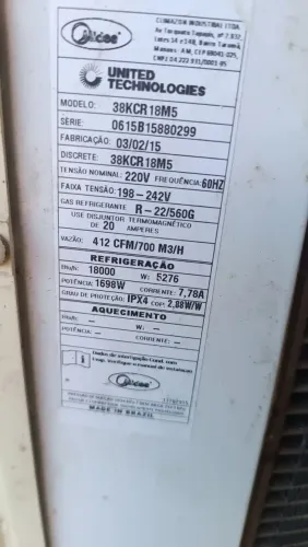Vendo compressor de ar condicionado 18.000 btu gás R22