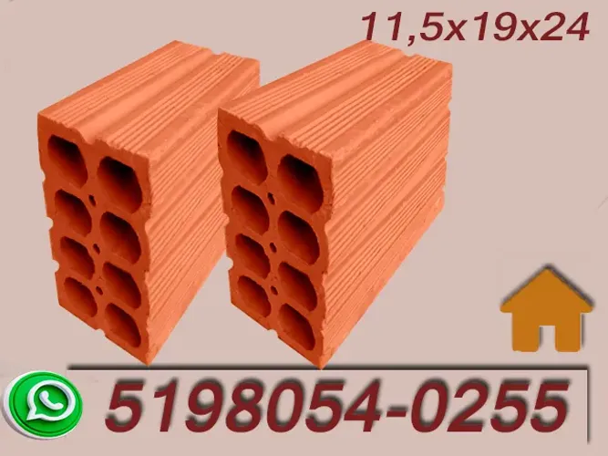 Tijolos 8 Furos 11,5x19x24 . Região Metropolitana e Litoral