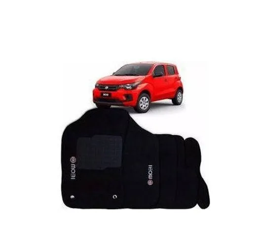 Jogo Tapete wave Fiat Mobi Preto Personalizado Com Logo Bordado 4pcs dxsds