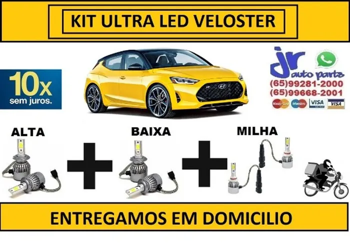 Kit Lampada Ultra Led Veloster 6000K 12V 24V