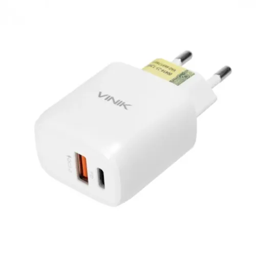 Carregador de Parede Vinik 3.0A 20W (2 USB) (1 USB-C)(1 USB) 3.0 Fast Charge - WZetta