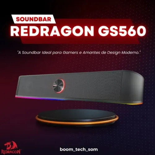 Caixa De Som Soundbar Redragon GS560 RGB | Garantia | Som Surround 3D