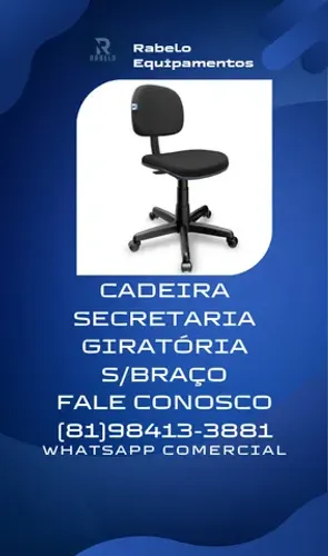 Cadeira secretaria giratória s/braço em até 5x sem juros no cartão 