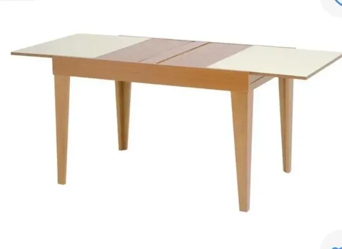 Mesa de jantar extensível com tampo de vidro. Leia a legenda. 