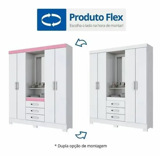 Promoção de Guarda-Roupa 4 Portas com Espelho - Flexível