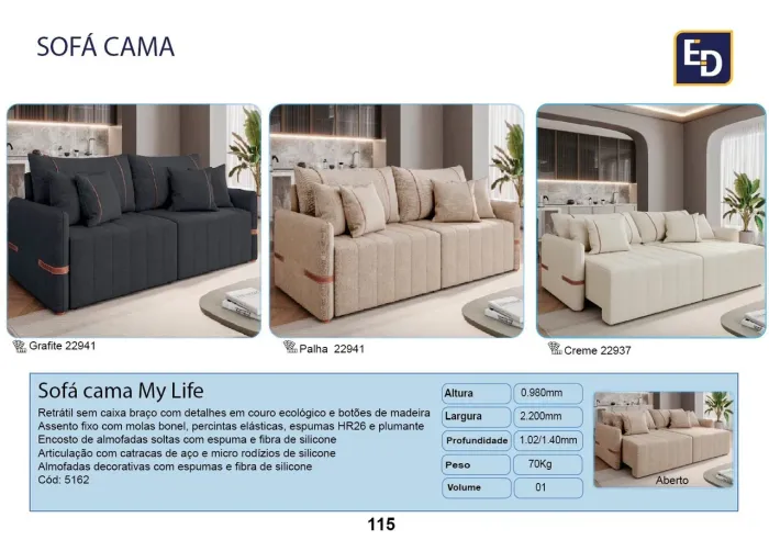 Sofá cama My Life R$ 2.990,00