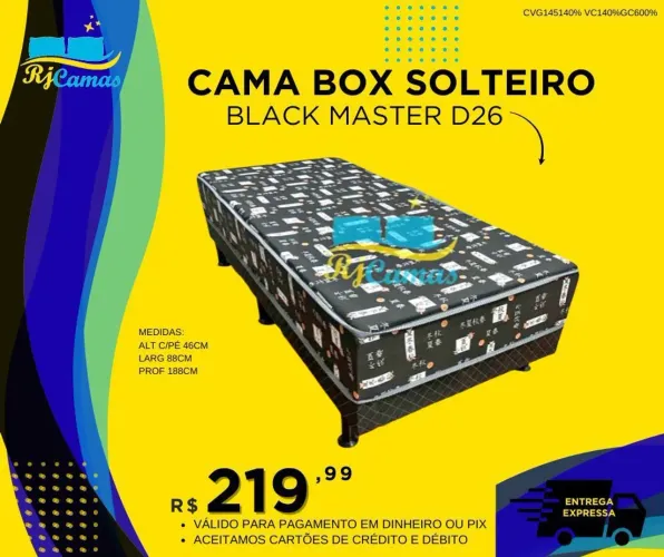 Cama box solteiro Black D26 (Pague na entrega)