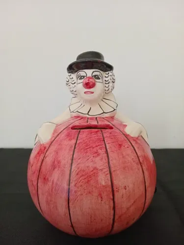Cofre (vazio) em porcelana motivo palhaço