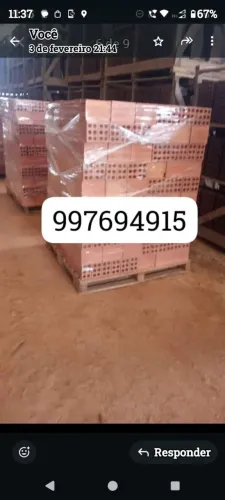 Tijolos para construção 6 furos 9/14/19 cm. Da região de São José dos Pinhais.