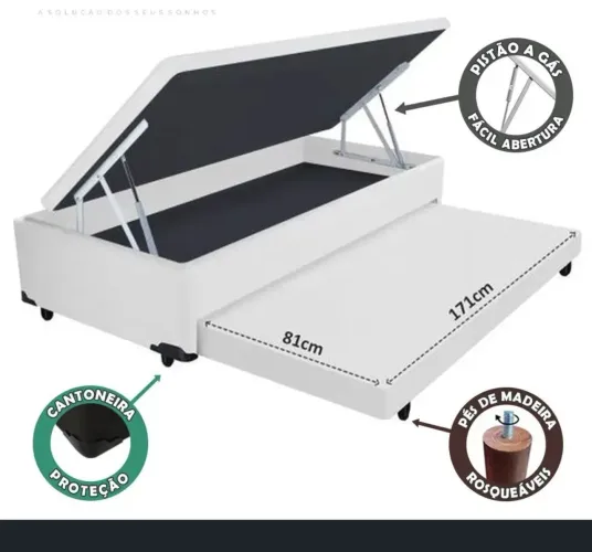 Cama box baú solteiro 3x1