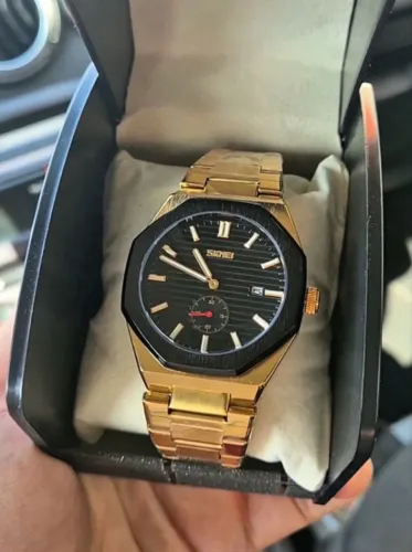 Relógio Masculino Dourado Skmei Original 