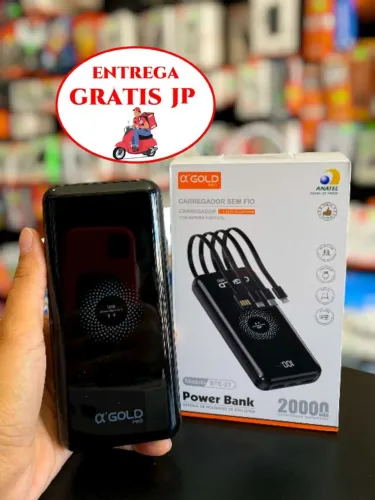 CARREGADOR PORTÁTIL 20.000 MAH GOLD COM INDUÇÃO BTE-21
