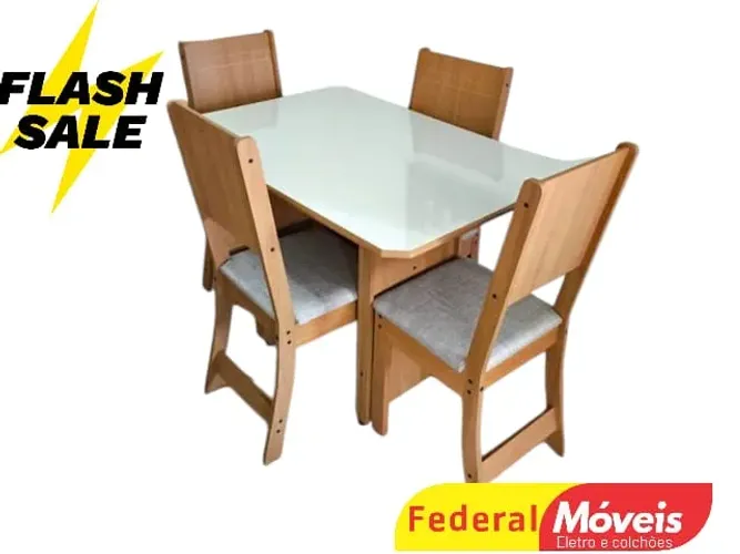 Mesa de Jantar c/ 4 Cadeiras 1,10X0,76m Oferta Exclusiva