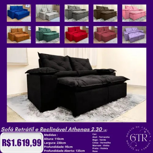 Sofá Retrátil e Reclinável Athenas 2,30 - Conforto e Estilo