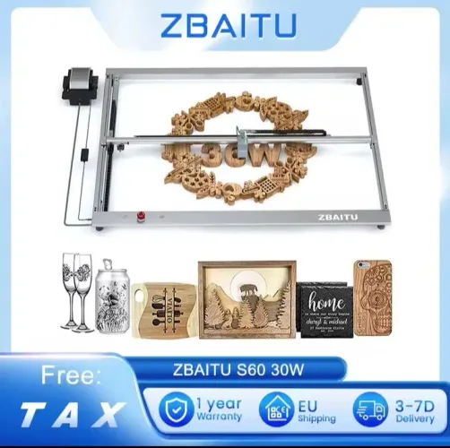 Gravadora a Lazer Zbaitu S60 30W com Rotativo para Copos