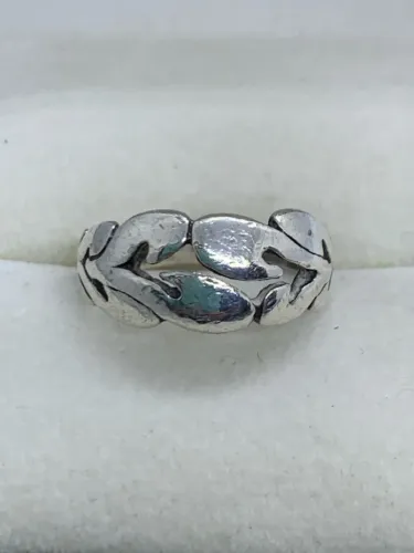 Anel de prata 925 com design de folhas tamanho 14