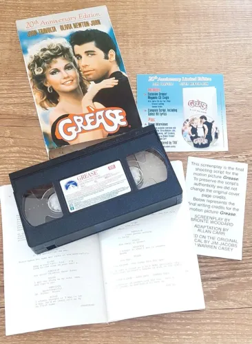 FITA VHS GREASE COMEMORAÇÃO 20 ANOS + ROTEIRO + ENTREVISTAS