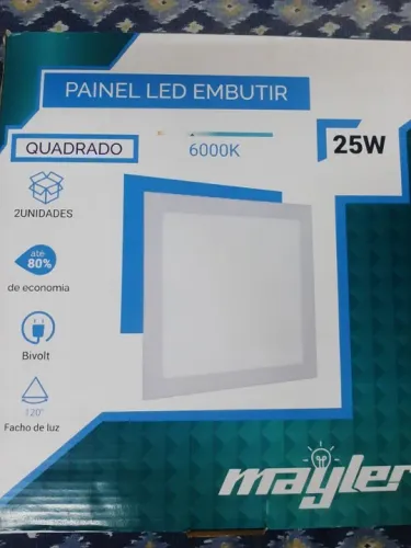 painel led embutir quadrada 6000k 25w 2 unidades