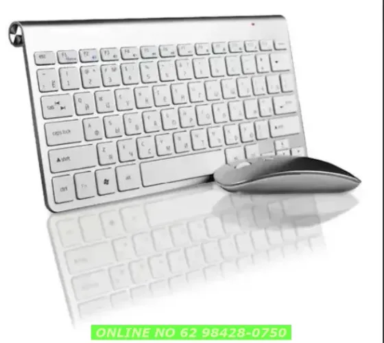 Kit Teclado E Mouse USB Sem Fio Para PC Notebook Cor Prateado usb 2.4ghz