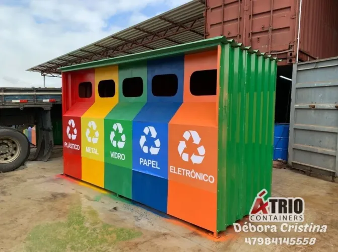 Container ecopontos seletivos col separação de coletas desmontável 