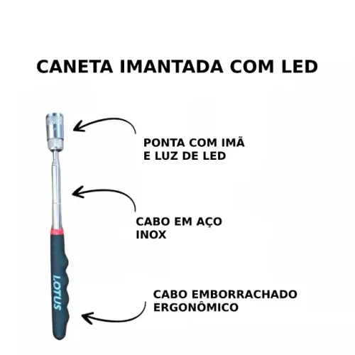 Caneta Magnética com Led Pegador de Parafuso Lotus 1424