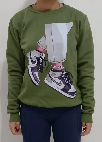Blusa Moletom Básica Feminina - Tamanho Único Cor verde musgo
