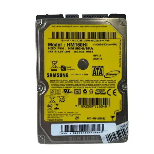 HD SAMSUNG 160GB 2.5" HM160HI SATA 5400RPM NOTEBOOK