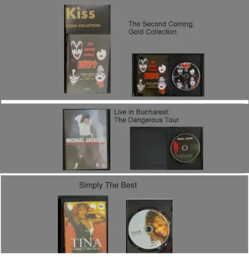 3 DVDs " Kiss + Michael Jackson + Tina Turner "