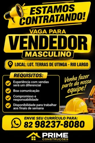2 Vagas Vendedor Masculino