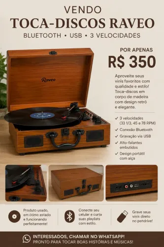 Vitrola - toca discos Raveo.