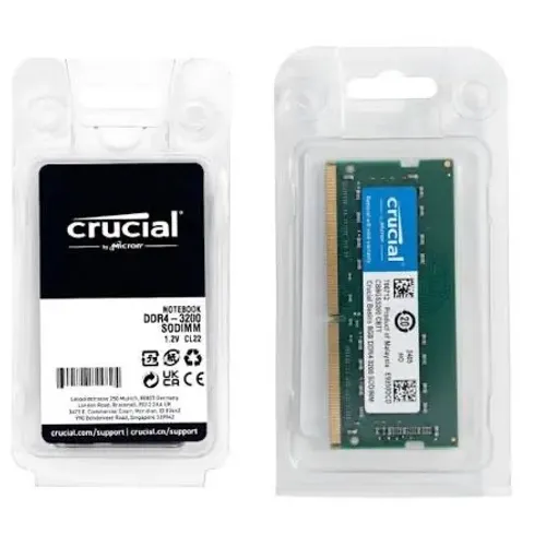 Memória Ram Notebook DDR4 8GB 2400, 2666 e 3200Mhz - Crucial (Nova)