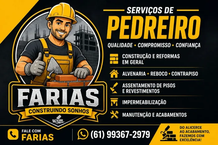 PEDREIRO EM GERAL, REFORMAS E CONSTRUÇÃO 